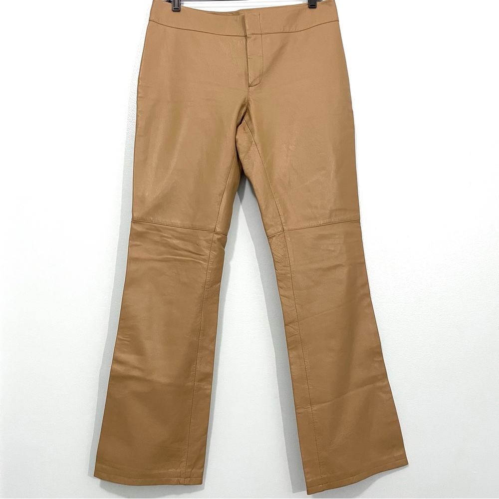 Vintage Y2K Tan Leather Boot Cut Pants Size 8